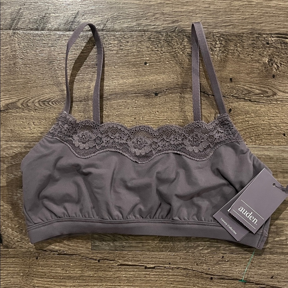 Auden Luxury Collection Unlined Scoop Women's Lace Trim Bralette - Mauve